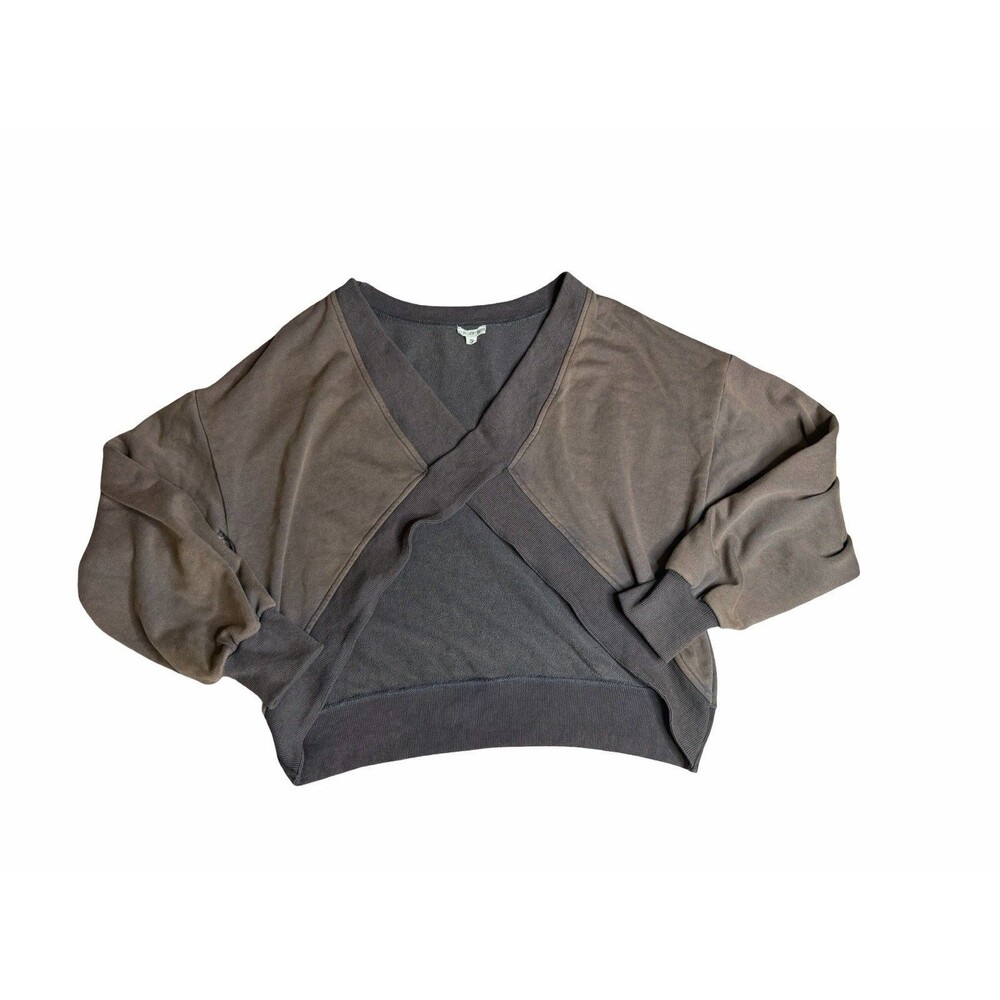 POL Criss Crossover Sweatshirt Womens Small Rustic Brown Cropped
